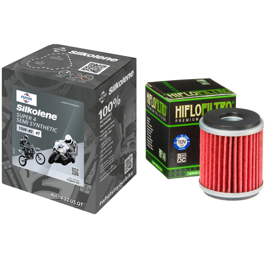 Silkolene Super4 10w40 4L Oil & HF141 Oil Filter Kit