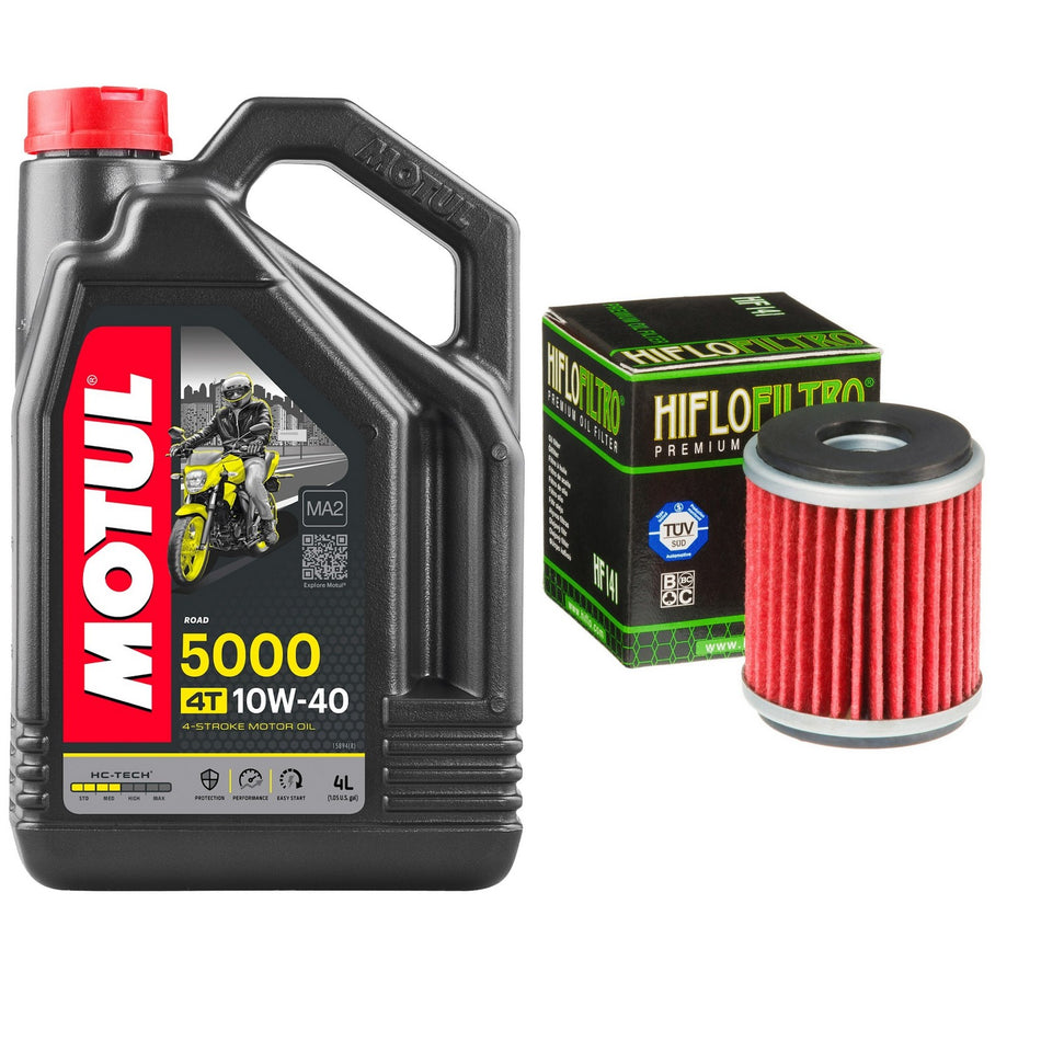 Motul 5000 10w40 4L Oil & HF141 Oil Filter Kit