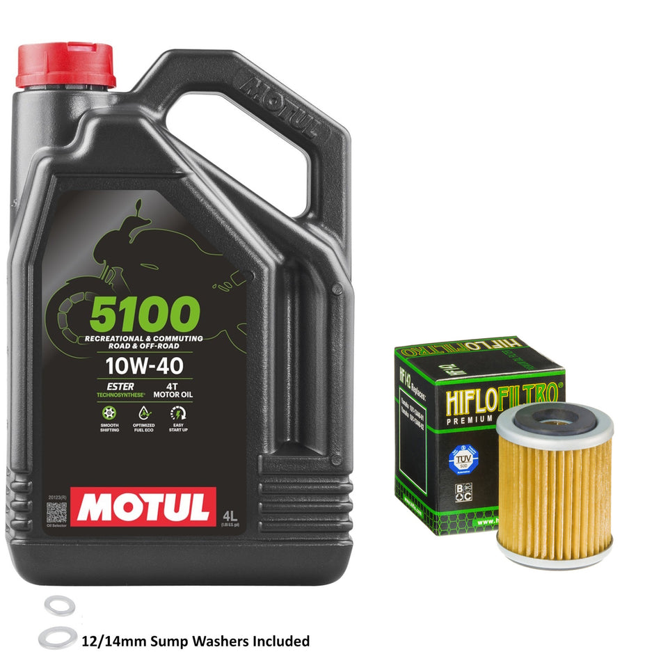 Motul 5100 10w40 4L Oil & HF142 Oil Filter Kit