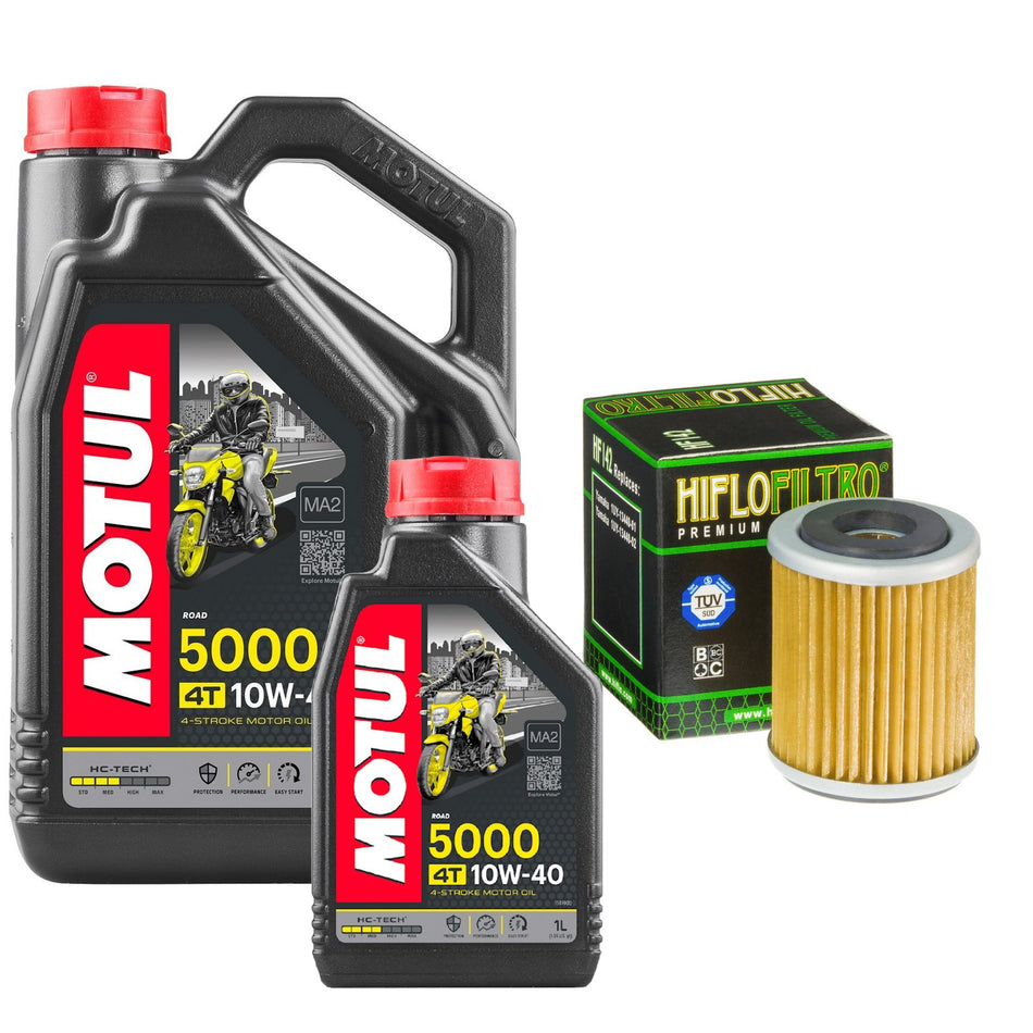 Motul 5000 10w40 5L Oil & HF142 Oil Filter Kit