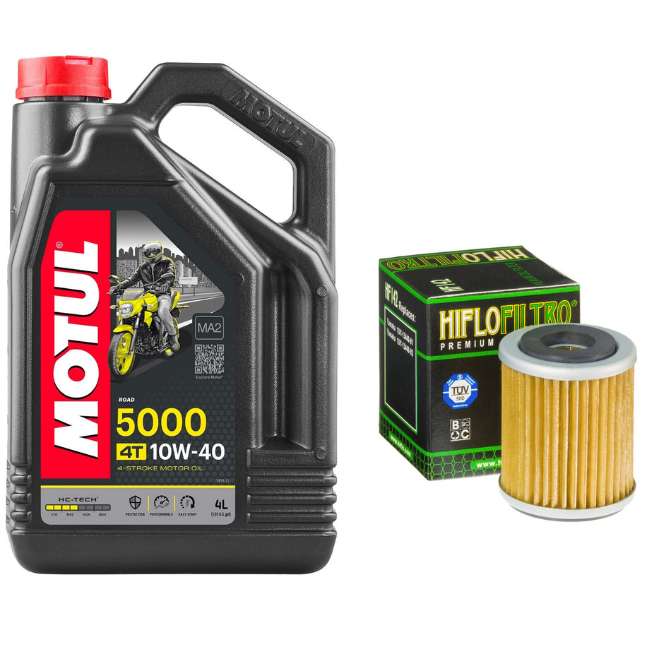 Motul 5000 10w40 4L Oil & HF142 Oil Filter Kit