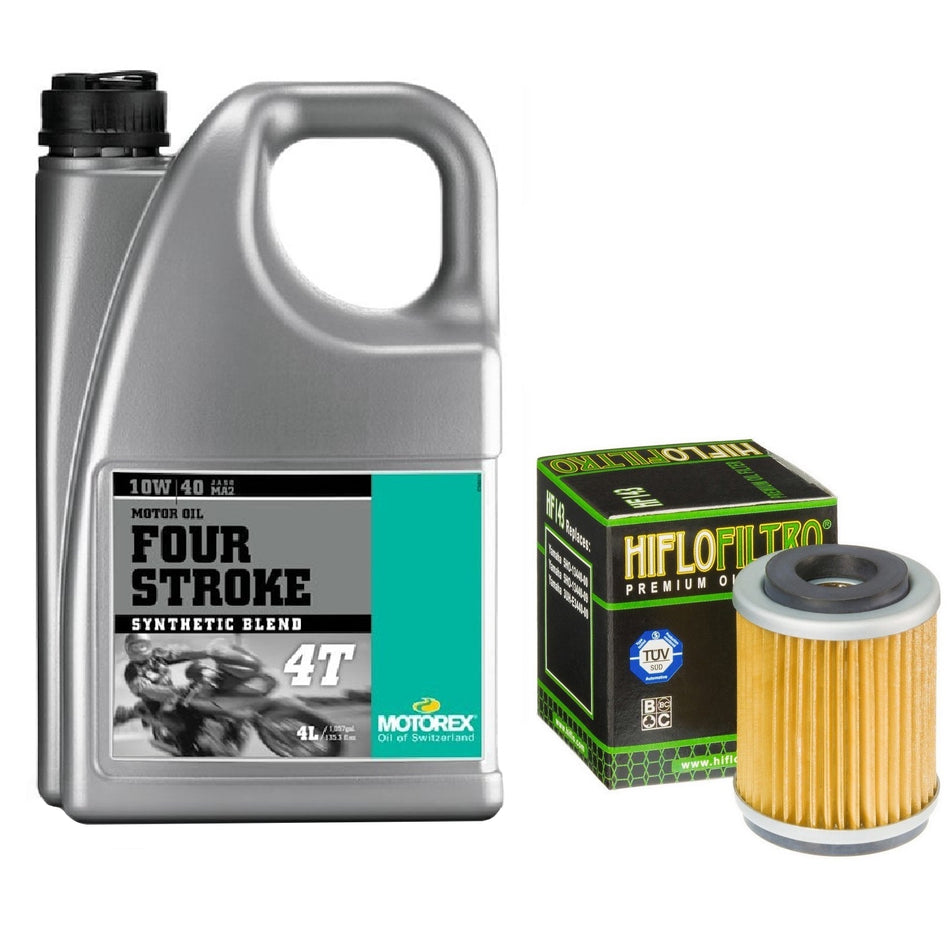 Motorex Four Stroke 10w40 4L Oil & HF143 Oil Filter Kit