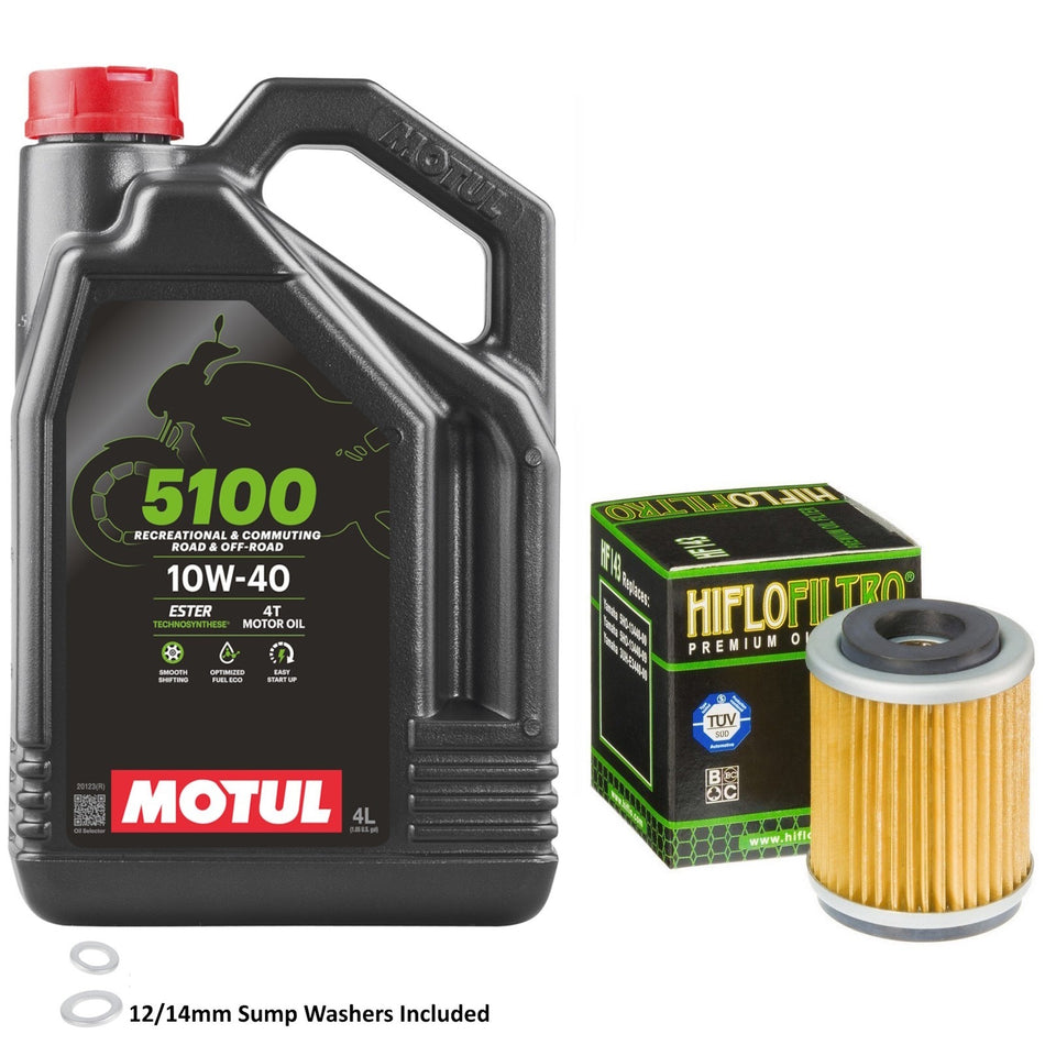 Motul 5100 10w40 4L Oil & HF143 Oil Filter Kit