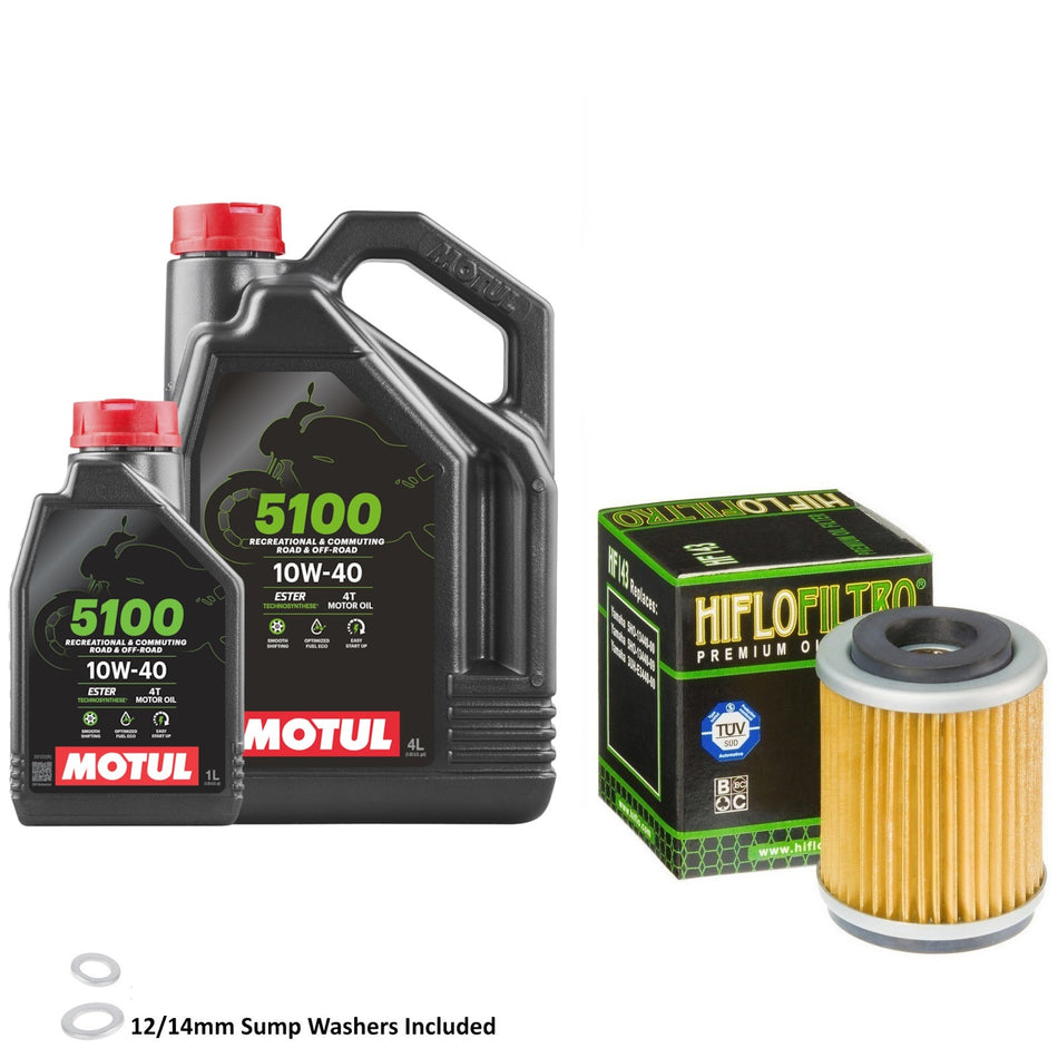 Motul 5100 10w40 5L Oil & HF143 Oil Filter Kit