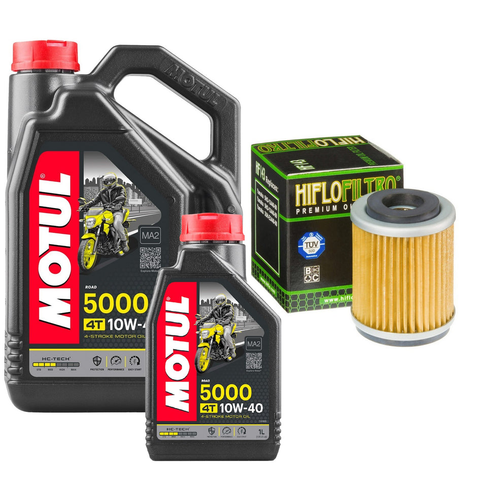 Motul 5000 10w40 5L Oil & HF143 Oil Filter Kit