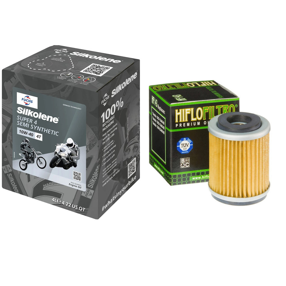 Silkolene Super4 10w40 4L Oil & HF143 Oil Filter Kit