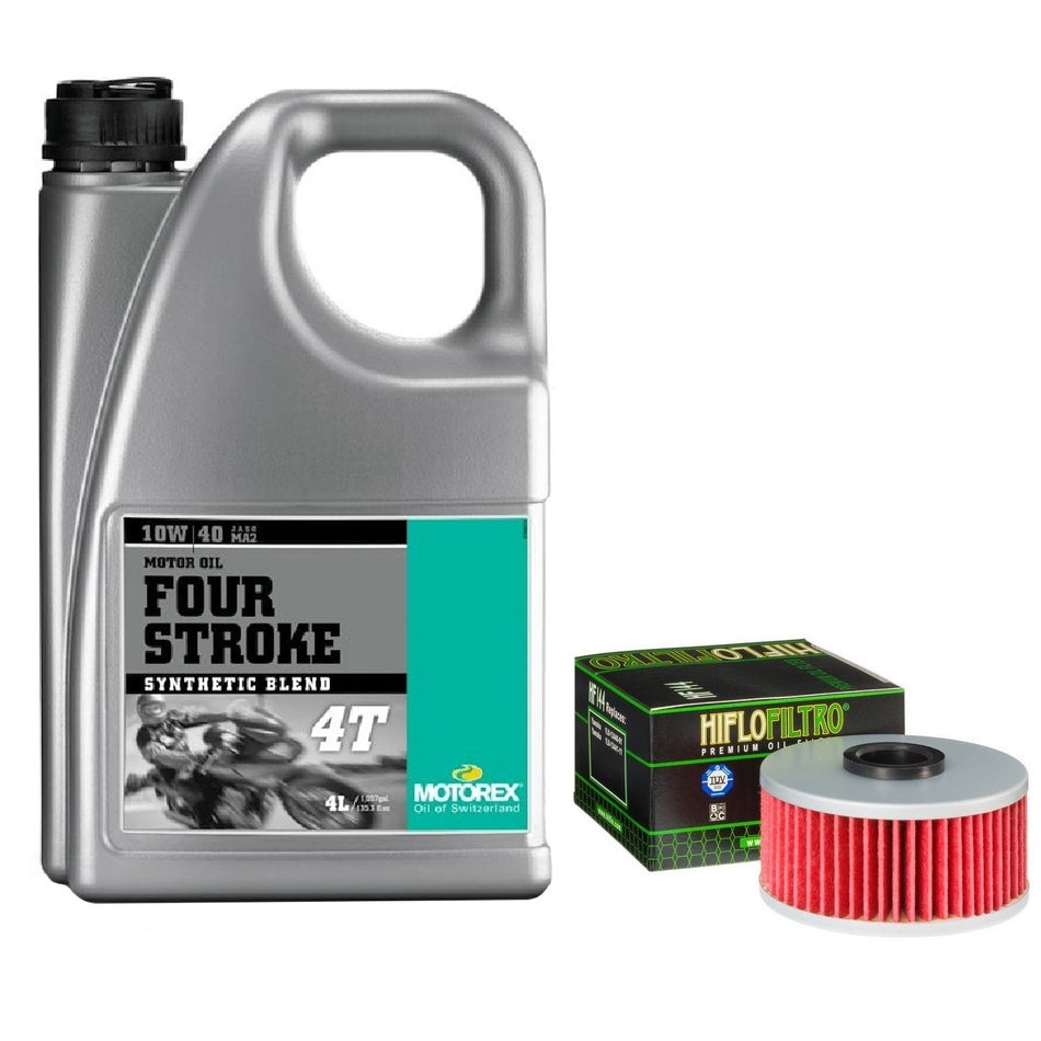 Motorex Four Stroke 10w40 4L Oil & HF144 Oil Filter Kit