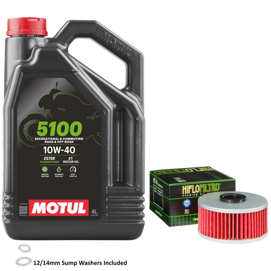Motul 5100 10w40 4L Oil & HF144 Oil Filter Kit