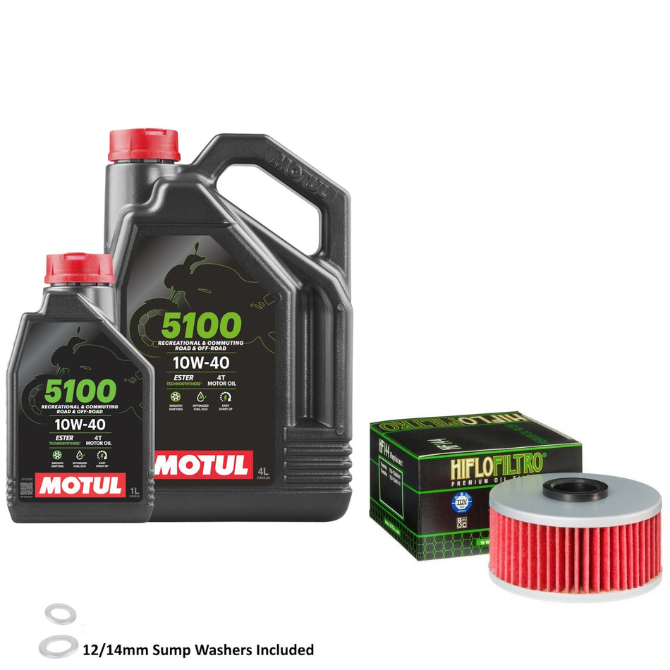 Motul 5100 10w40 5L Oil & HF144 Oil Filter Kit