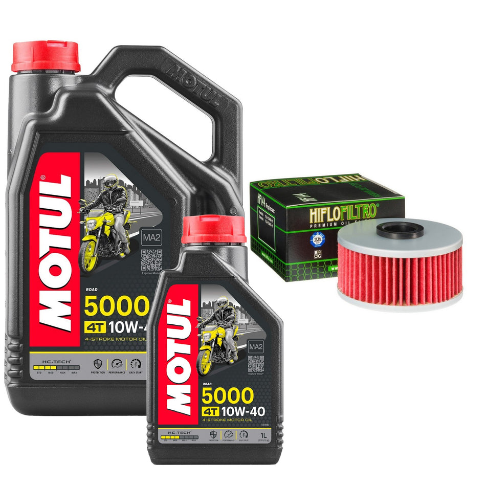 Motul 5000 10w40 5L Oil & HF144 Oil Filter Kit