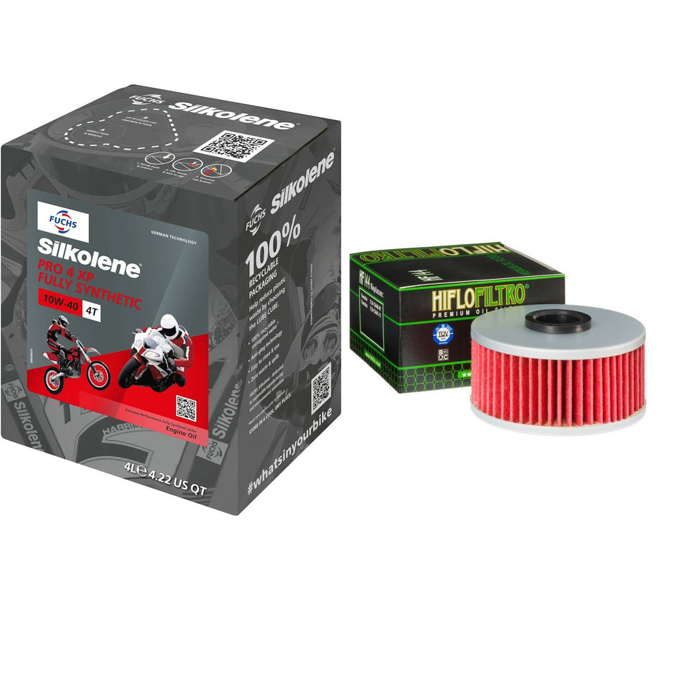 Silkolene Pro 4 10w40 4L Oil & HF144 Oil Filter Kit