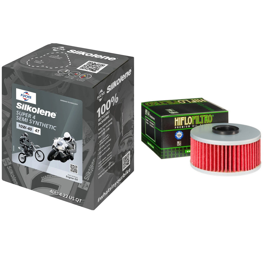 Silkolene Super4 10w40 4L Oil & HF144 Oil Filter Kit
