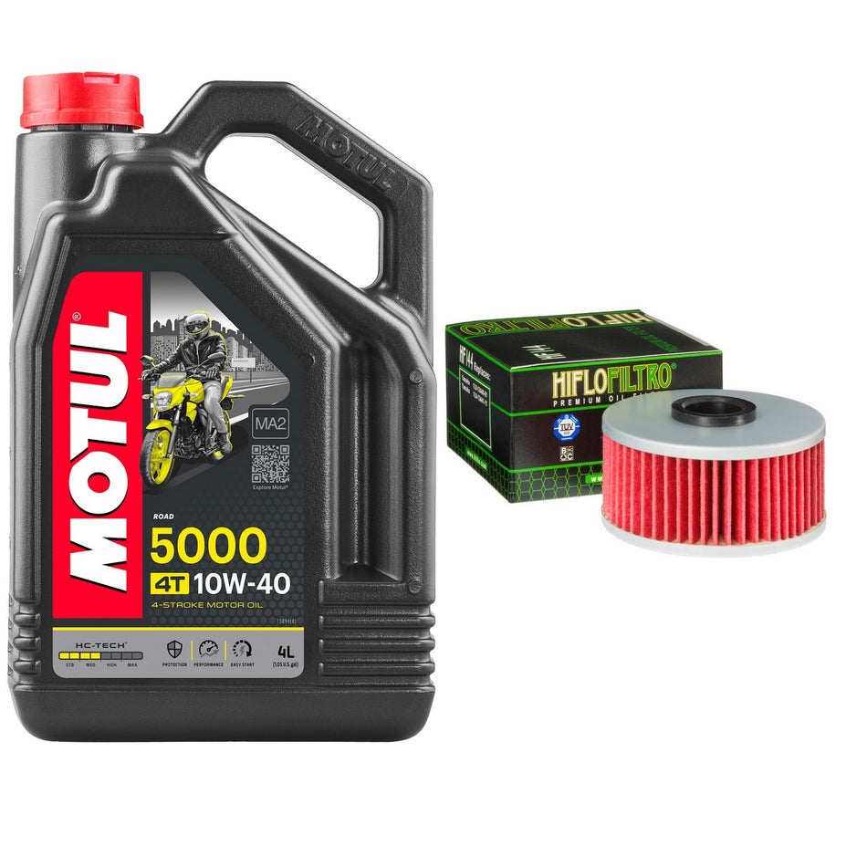 Motul 5000 10w40 4L Oil & HF144 Oil Filter Kit