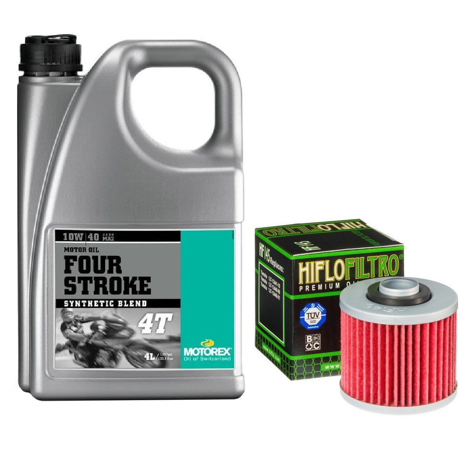 Motorex Four Stroke 10w40 4L Oil & HF145 Oil Filter Kit