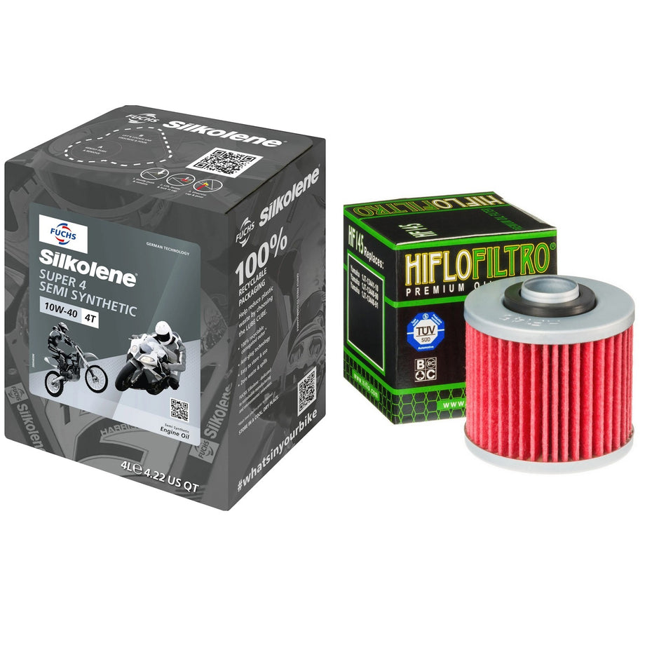 Silkolene Super4 10w40 4L Oil & HF145 Oil Filter Kit