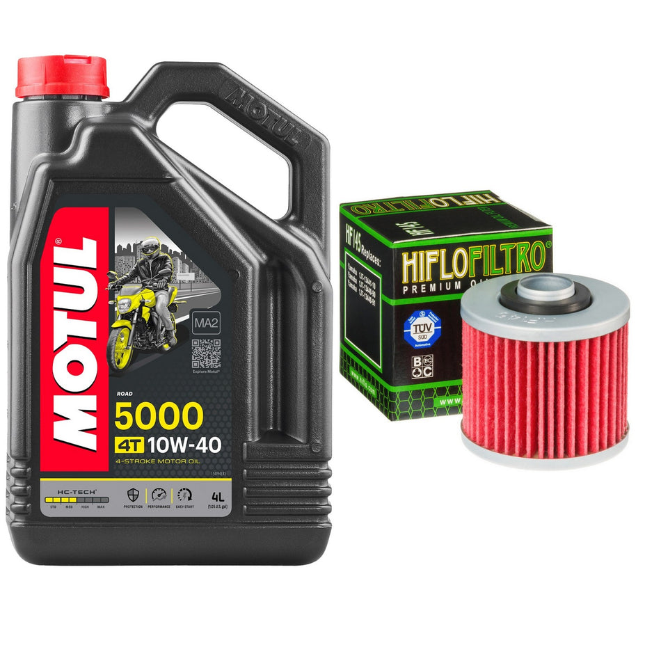 Motul 5000 10w40 4L Oil & HF145 Oil Filter Kit