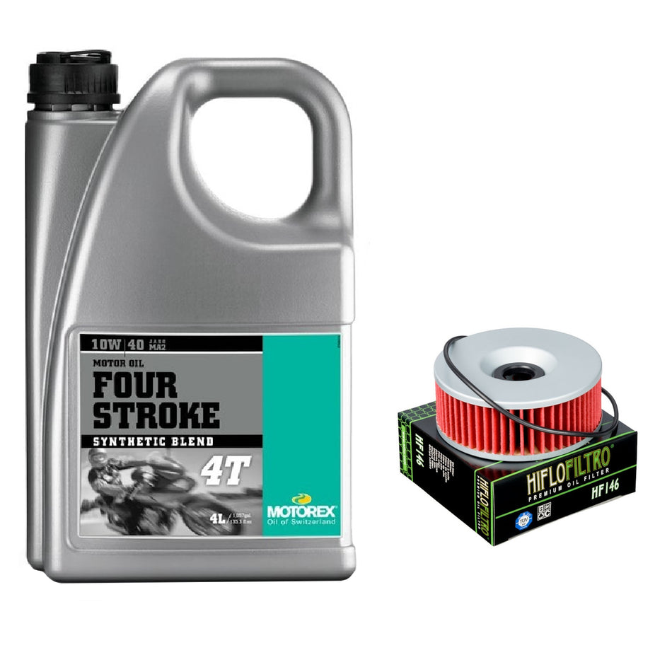 Motorex Four Stroke 10w40 4L Oil & HF146 Oil Filter Kit