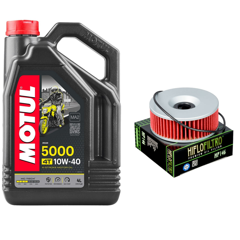 Motul 5000 10w40 4L Oil & HF146 Oil Filter Kit