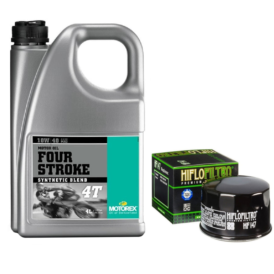Motorex Four Stroke 10w40 4L Oil & HF147 Oil Filter Kit