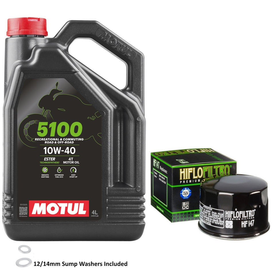 Motul 5100 10w40 4L Oil & HF147 Oil Filter Kit