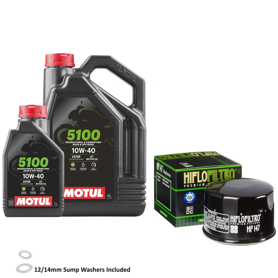 Motul 5100 10w40 5L Oil & HF147 Oil Filter Kit