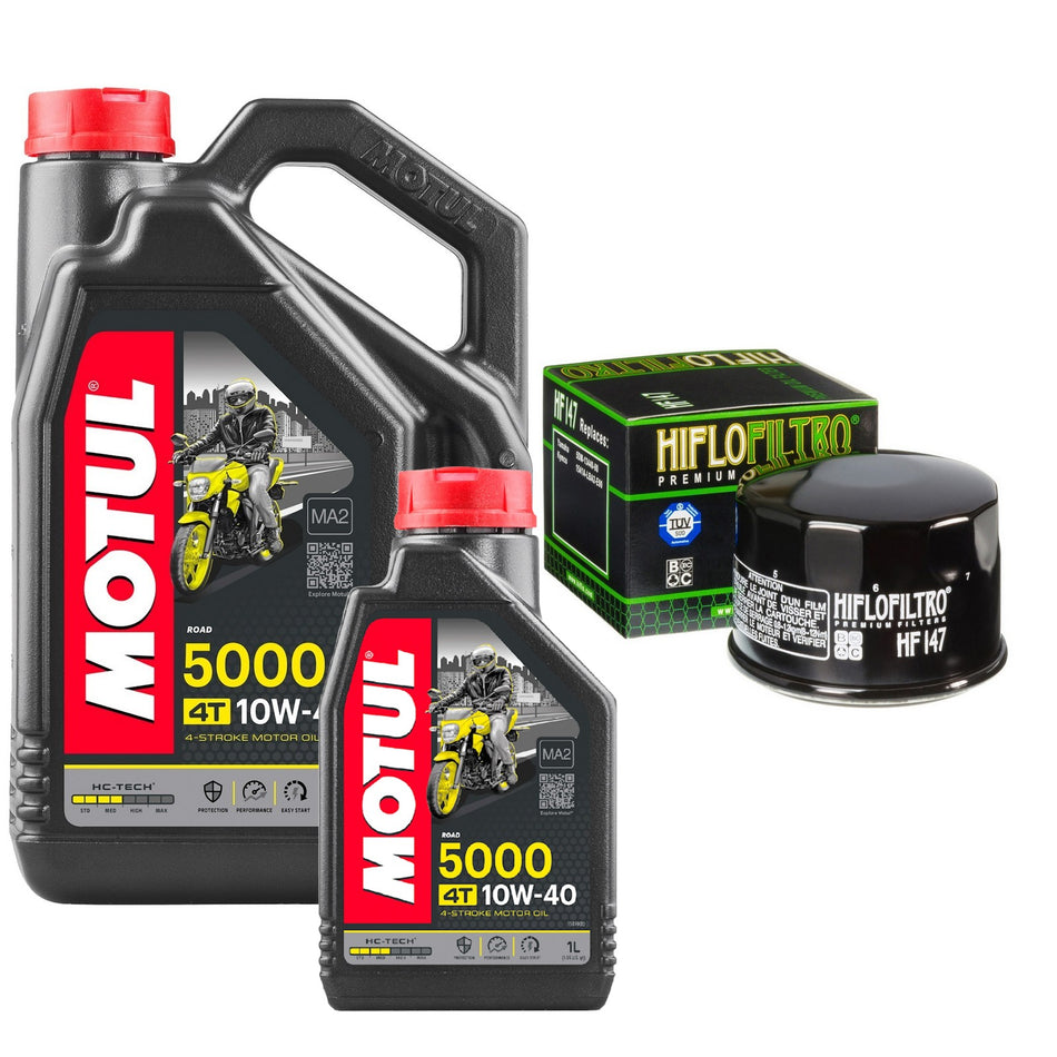 Motul 5000 10w40 5L Oil & HF147 Oil Filter Kit