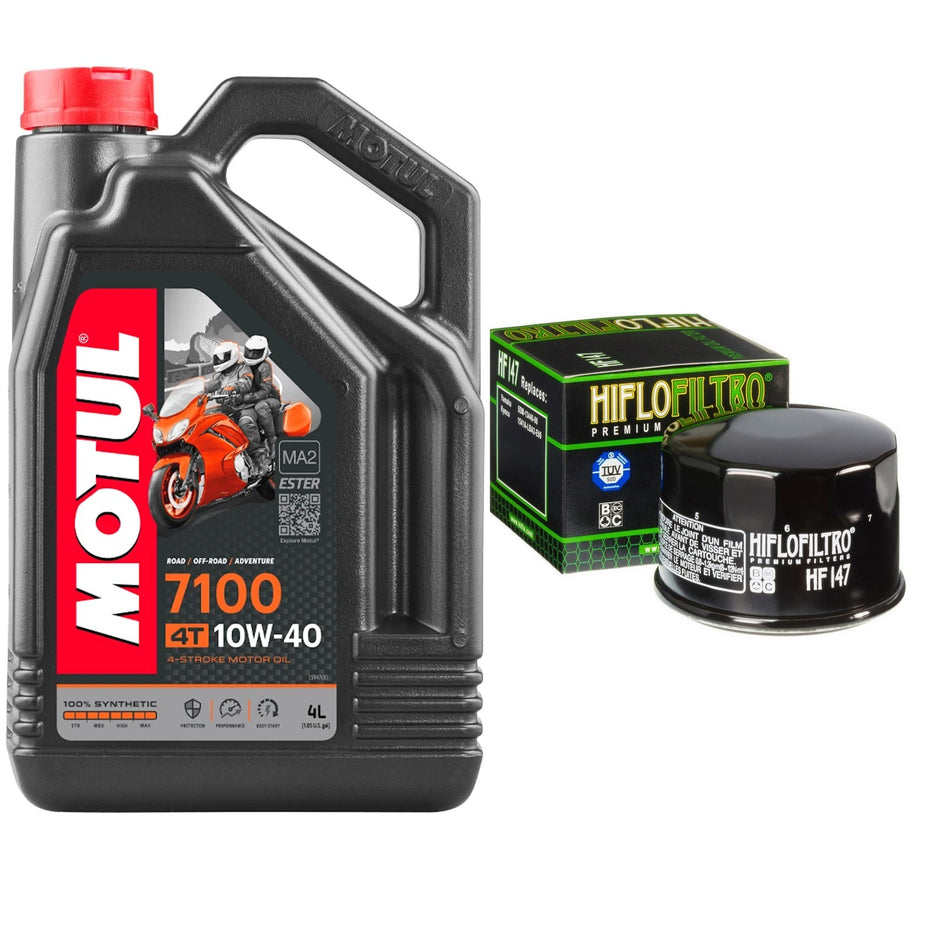 Motul 7100 10w40 4L Oil & HF147 Oil Filter Kit