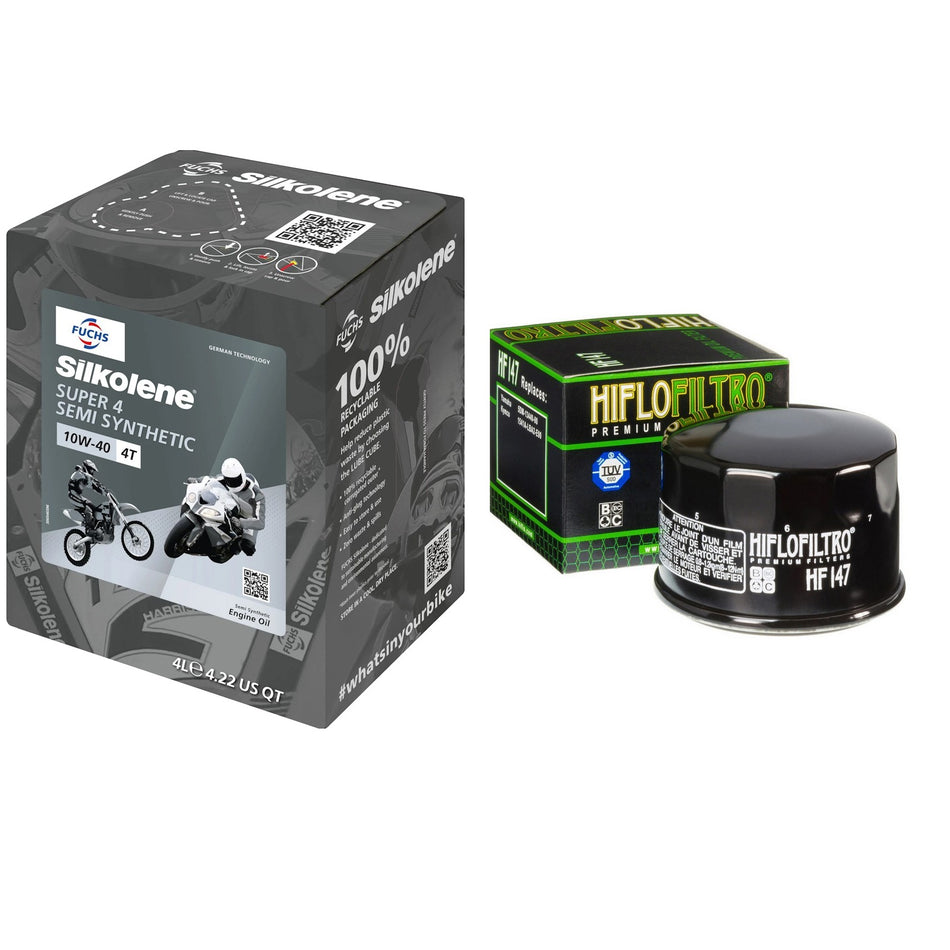 Silkolene Super4 10w40 4L Oil & HF147 Oil Filter Kit