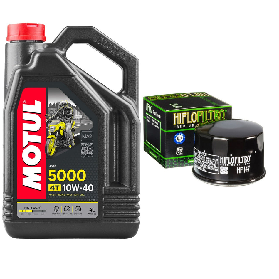 Motul 5000 10w40 4L Oil & HF147 Oil Filter Kit