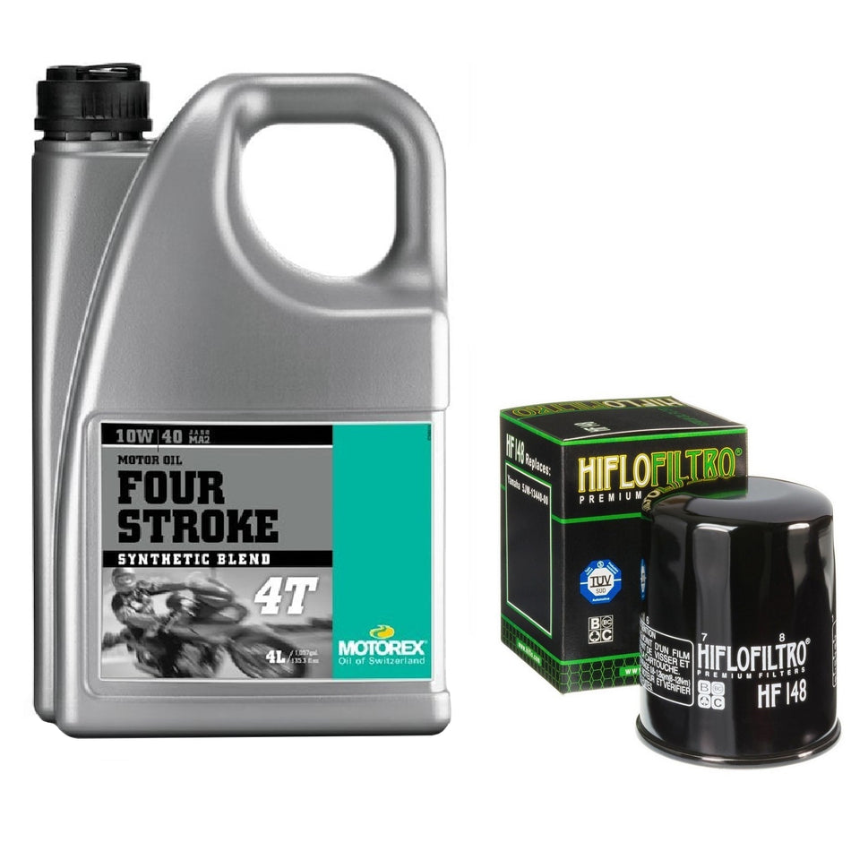 Motorex Four Stroke 10w40 4L Oil & HF148 Oil Filter Kit