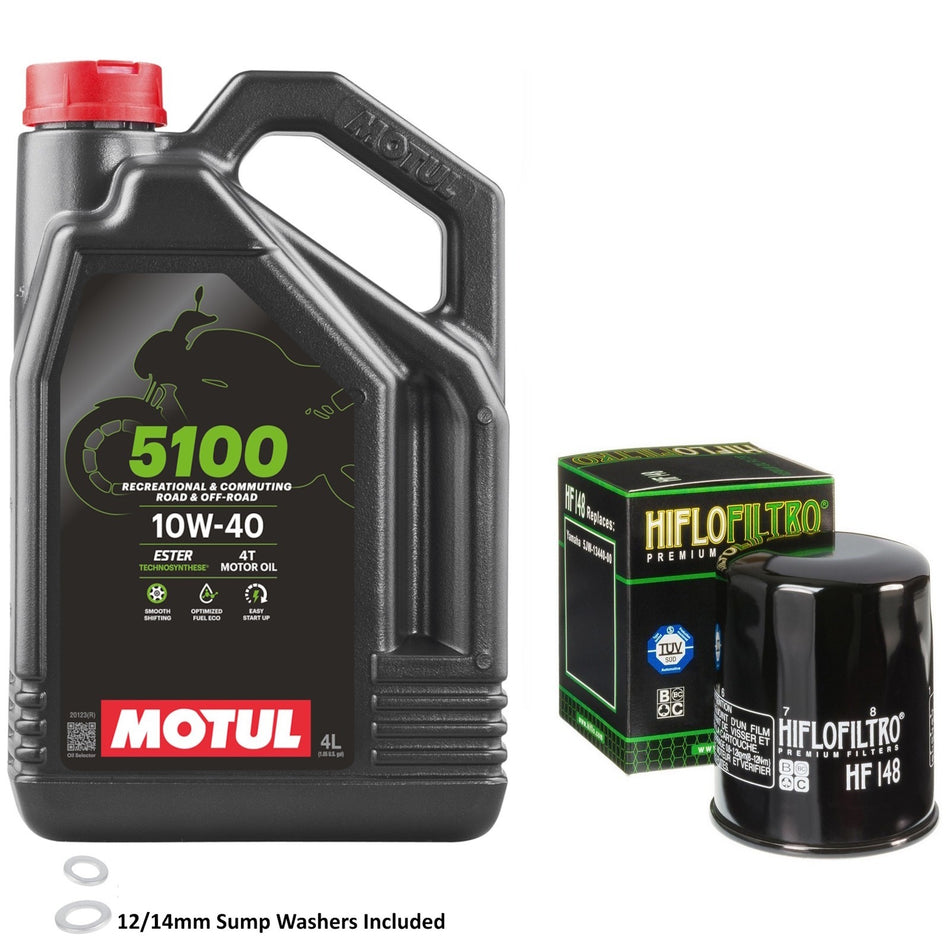 Motul 5100 10w40 4L Oil & HF148 Oil Filter Kit
