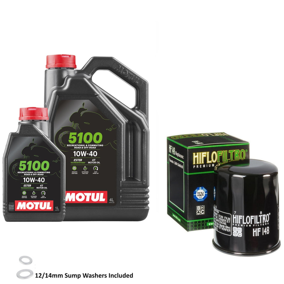 Motul 5100 10w40 5L Oil & HF148 Oil Filter Kit