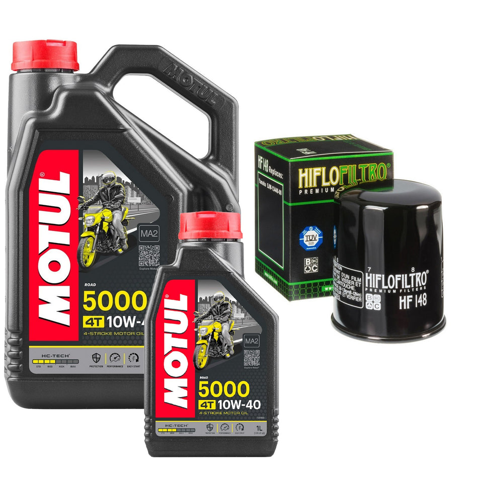 Motul 5000 10w40 5L Oil & HF148 Oil Filter Kit