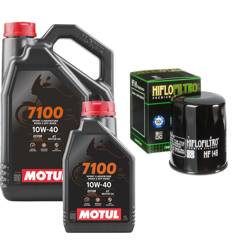 Motul 7100 10w40 5L Oil & HF148 Oil Filter Kit