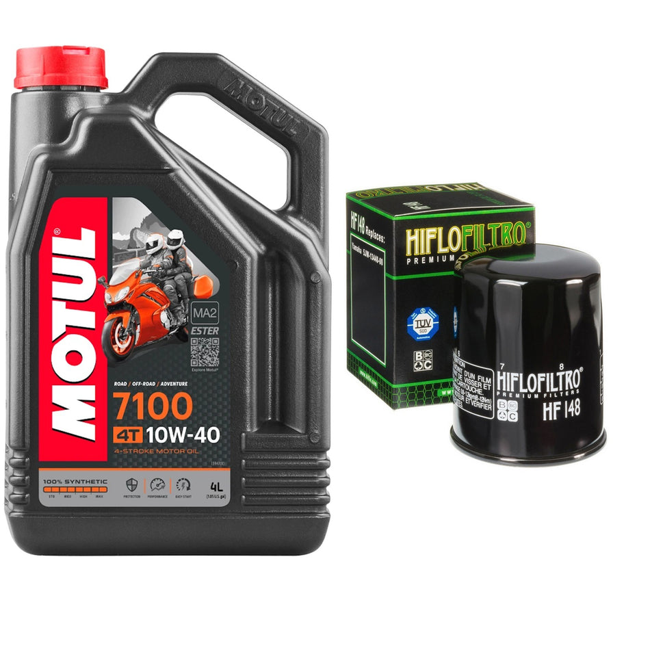 Motul 7100 10w40 4L Oil & HF148 Oil Filter Kit