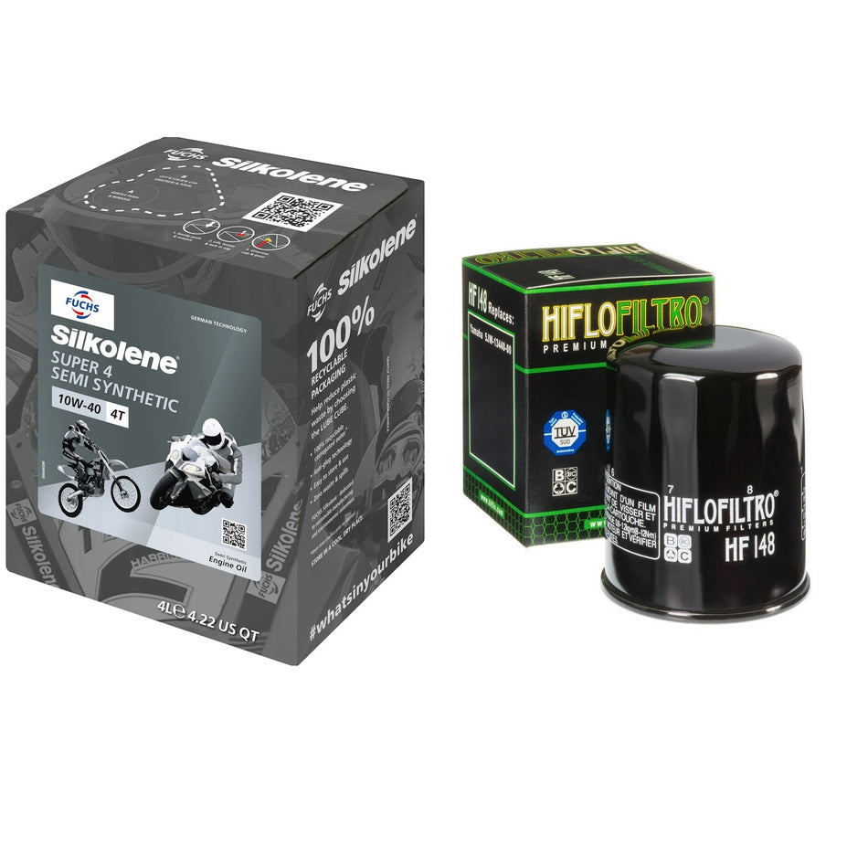 Silkolene Super4 10w40 4L Oil & HF148 Oil Filter Kit