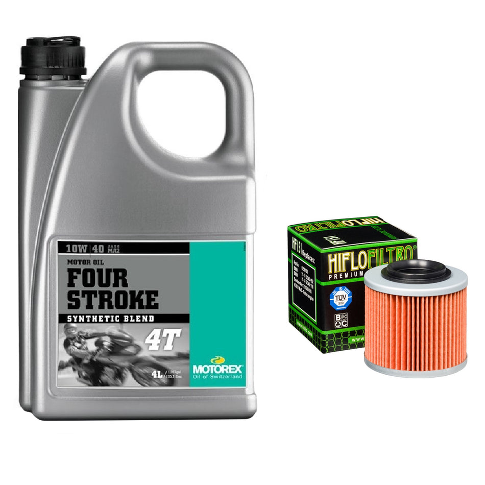 Motorex Four Stroke 10w40 4L Oil & HF151 Oil Filter Kit