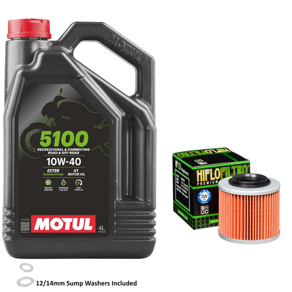 Motul 5100 10w40 4L Oil & HF151 Oil Filter Kit