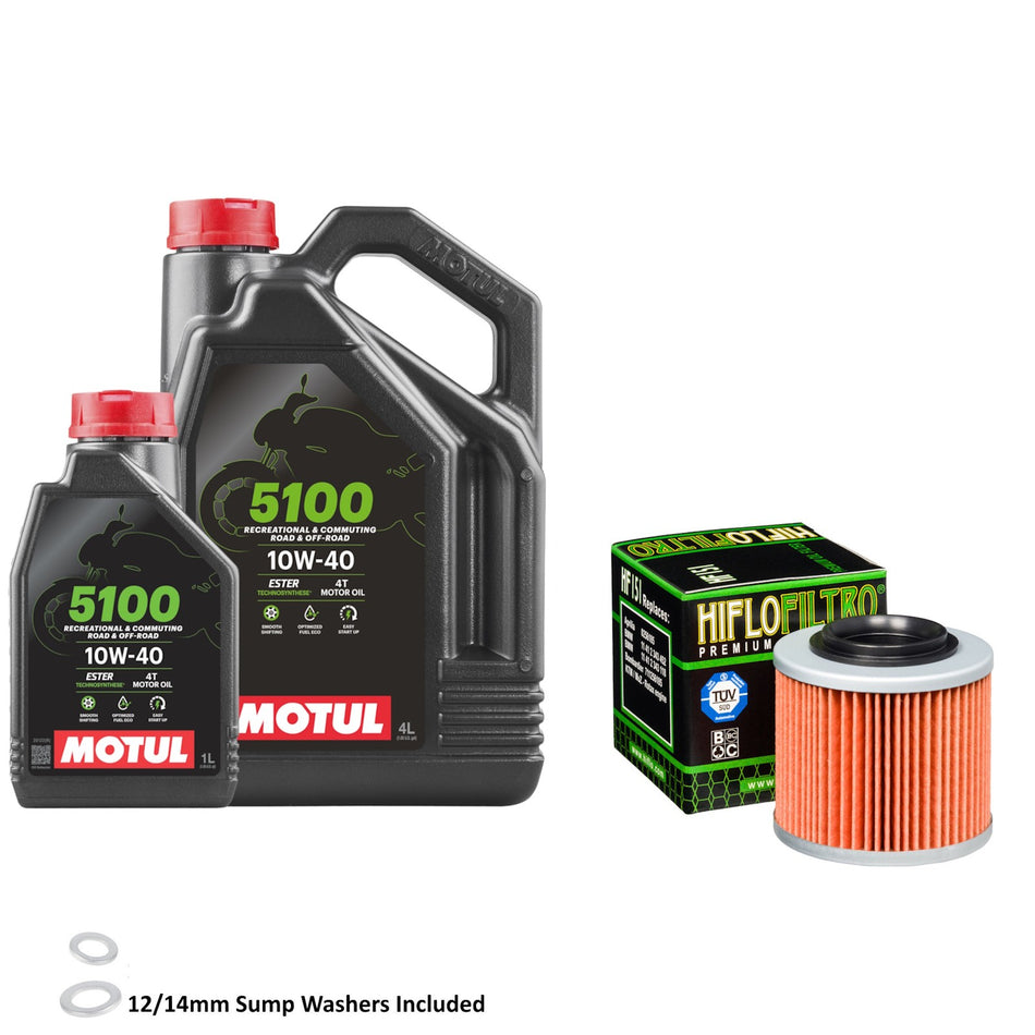 Motul 5100 10w40 5L Oil & HF151 Oil Filter Kit