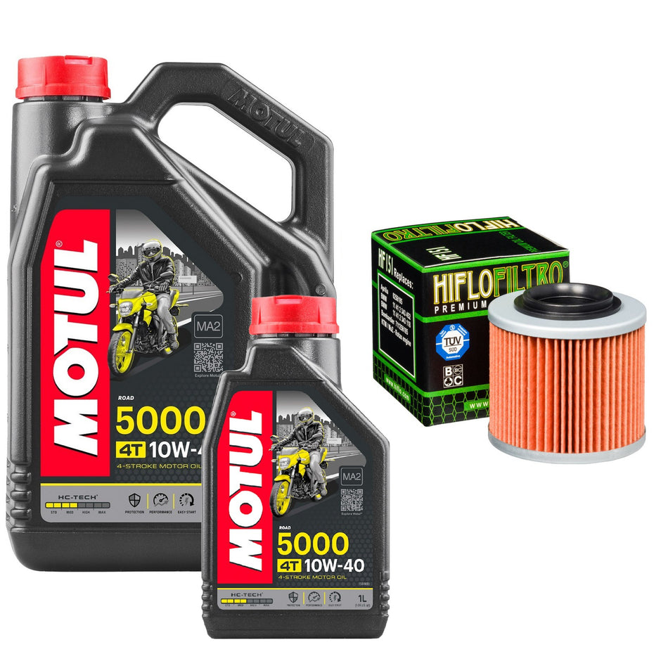 Motul 5000 10w40 5L Oil & HF151 Oil Filter Kit