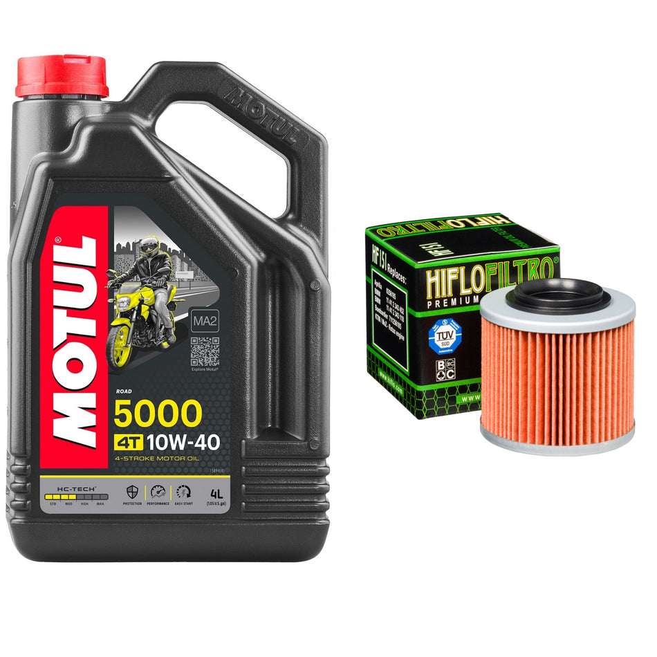 Motul 5000 10w40 4L Oil & HF151 Oil Filter Kit
