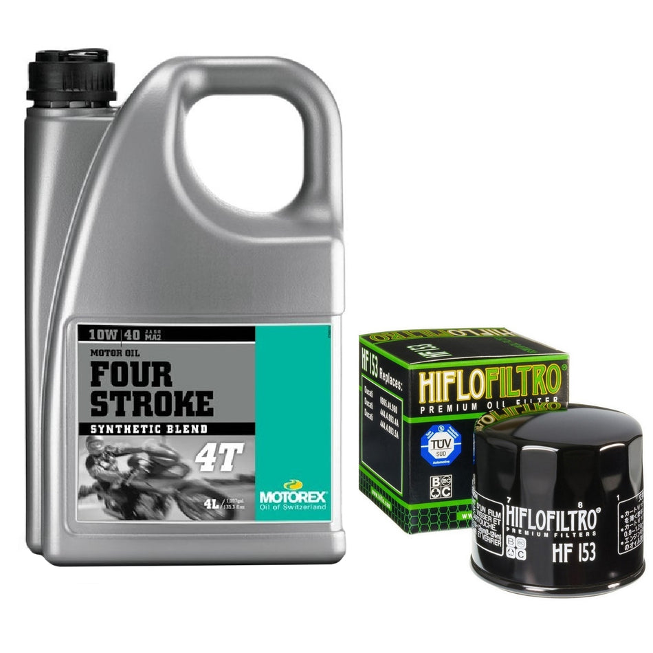 Motorex Four Stroke 10w40 4L Oil & HF153 Oil Filter Kit