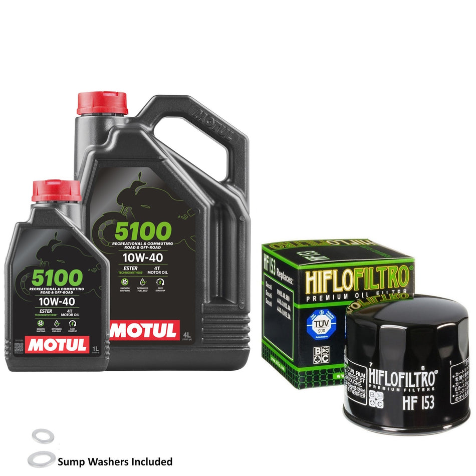 Motul 5100 10w40 5L Oil & HF153 Oil Filter Kit
