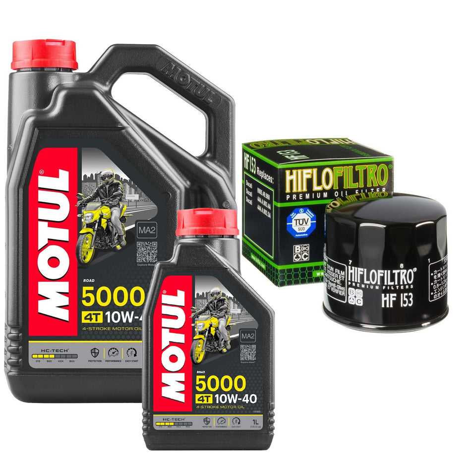 Motul 5000 10w40 5L Oil & HF153 Oil Filter Kit