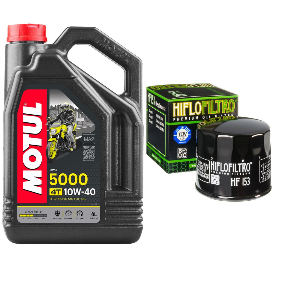 Motul 5000 10w40 4L Oil & HF153 Oil Filter Kit