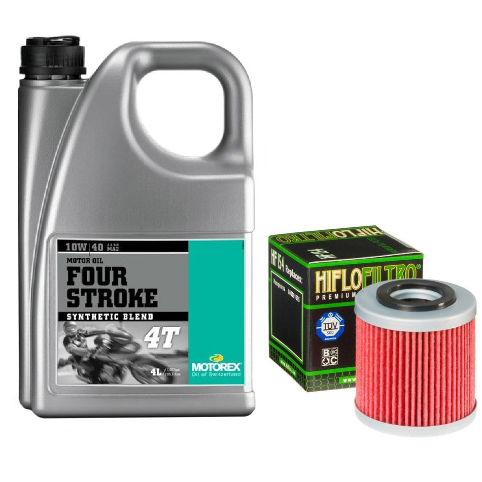 Motorex Four Stroke 10w40 4L Oil & HF154 Oil Filter Kit