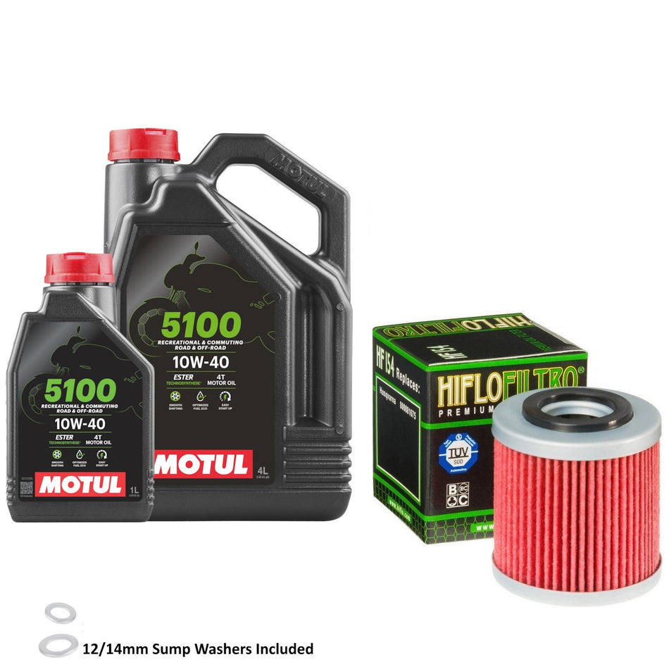 Motul 5100 10w40 5L Oil & HF154 Oil Filter Kit
