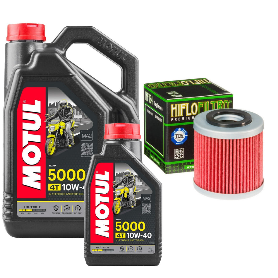 Motul 5000 10w40 5L Oil & HF154 Oil Filter Kit