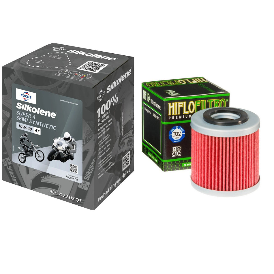 Silkolene Super4 10w40 4L Oil & HF154 Oil Filter Kit