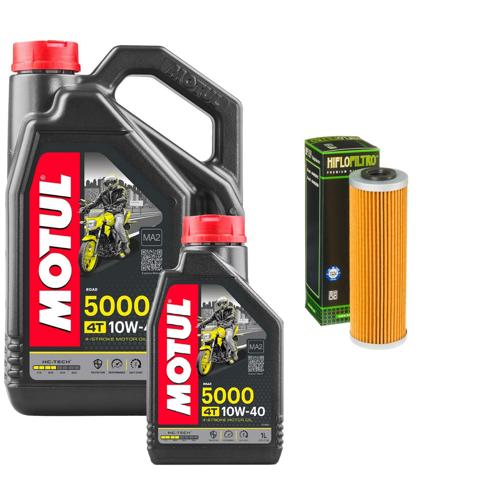 Motul 5000 10w40 5L Oil & HF159 Oil Filter Kit